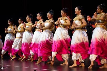 Ladies in white and pink